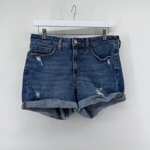 Old Navy Denim Shorts OG Straight High Rise 10 Blue Womens Distressed Jean